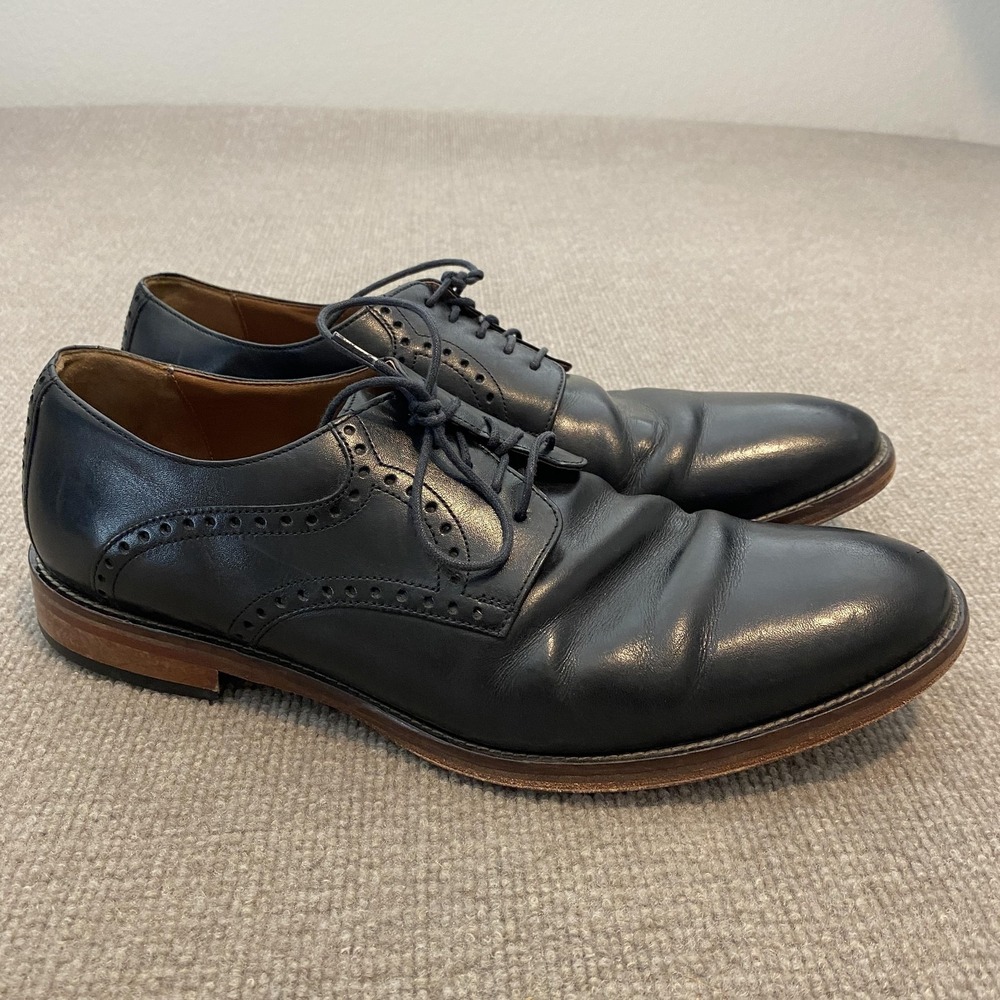Johnston & Murphy Shoes Mens Size 12 M Black Leather Cap Toe Derby Dress 59-2065